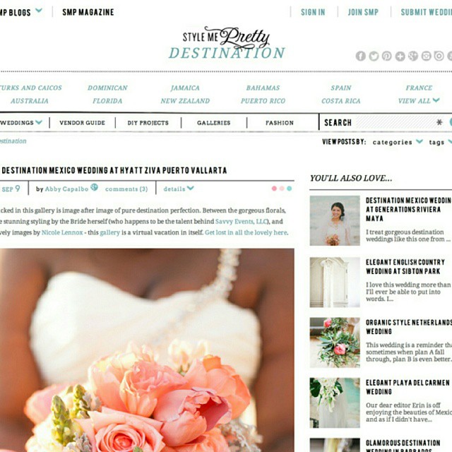 That awesome moment when MY wedding, designed by  is featured on the  blog! Go take a peek at all of the pretty details!